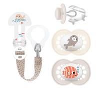 MAM SkinSoftTM Silikon Dummies 6-16 months incl. sterilising and transport box & MAM Clip it! & Cover