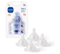 MAM Teats Size 1 | 4 Pack | Slow Flow | Fits All MAM Bottles | Made from SkinSoft Silicone | Baby Accessories for Newborn