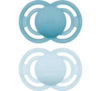 MAM Perfect Soothers | 6 Plus Months | 2 Pack | Comes in Dummy Steriliser Case | Sustainable Materials | Baby Accessories | Blue/White (Various Designs)