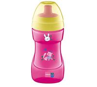 MAM Sports Cup | 330ml | Non-Spill Cup with Free Flow Spout | Suitable for 12+ Months | Baby Accessories | Pink (Various Designs)