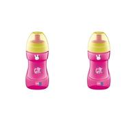 MAM Sports Cup, 330 ml, Trendy Non-Spill Bottle for 12+ Months With Free Flow Spout, Toddler Pink (Designs May Vary) (Pack of 2)