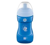 MAM Sports Cup, 330 ml, Trendy Non-Spill Cup for 12+ Months, Baby Cup Bottle with Free Flow Spout, Toddler Cup, Blue (Designs May Vary)