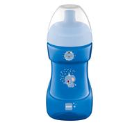 MAM Sports Cup | 330ml | Non-Spill Sippy Cup with Free Flow Spout | Suitable for 12+ Months | Baby Accessories | Blue (Various Designs)