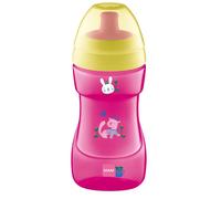 MAM Sports Cup | 330ml | Non-Spill Sippy Cup with Free Flow Spout | Suitable for 12+ Months | Baby Accessories | Pink (Various Designs)