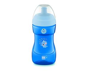 MAM Sports Cup D111 - Anti-Spill Learning Cup Flow Control Valve, 330 ml, Easy to Hold Non-Drip Cup, for Baby Ages 12+ Months, Blue