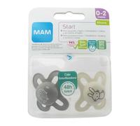MAM Start S153 - Extra Small Newborn Dummy SkinSoftTM Ultra-Soft Silicone for 0-2 Month Old Babies, Neutral (2-Pack) with Self-Sterilising Box, Spanish Version