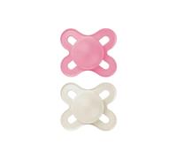 MAM Original Start Soothers | 0-2 Months | 2 Pack | Newborn Dummies | Comes in Dummy Steriliser Case | Sustainable Materials | Baby Accessories for Newborn | Pink (Various Designs)