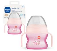 MAM Starter Cup (1 Count), Sippy Cup, Drinking Cup with Extra-Soft Spill-Free Spout and Non-Slip Handles, for Girls 4+ Months, Five Ounces, Pink
