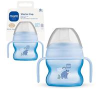 MAM Starter Cup (1 Count) MAM Sippy Cup Drinking Cup with Extra-Soft Spill-Free Spout and Non-Slip Handles for Boys 4+ Months Five Ounces Blue