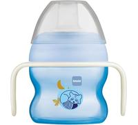 MAM Starter Cup Glow-in-the-Dark Handles | 150ml | Suitable for 4+ Months | Training Sippy Cup to Encourage Independent Drinking | Baby Accessories | Blue (Various Designs)