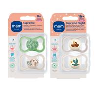 MAM Supreme Dental Dummy 16 Months Plus, Pack of 4 for 16 +, Thin Teat - Orthodontic Soother, Skin-Friendly with Extra air Flow, incl. sterilising &