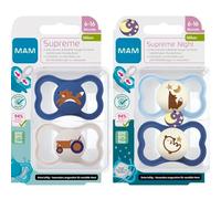 MAM Supreme Dental Dummy 6-16 Months, Pack of 4, Thin Teat - Orthodontic Soother, Skin-Friendly with Extra air Flow, incl. Travel case, Unisex