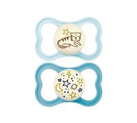 MAM Supreme Night Baby Pacifier, for Sensitive Skin, Patented Nipple, 2 Pack, 6-16 Months, Boy
