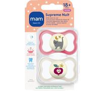 MAM - Supreme Night Dummy 18+ Months (2 pieces) Random Colour - Glow in the Dark Silicone Baby Pacifier - Ideal Baby Pacifier for Good Oral Development