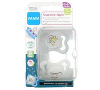 MAM, Supreme Night Pacifier, 0-6 Months, Clear, 2 Count