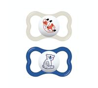 MAM Supreme Set of 2 Silicone Pacifiers, Pacifier Set with Pacifier Box, to Reduce the Risk of Mispositioning Teeth, 18+ Months, Assorted Model and Color