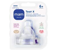MAM Teats Size X | 2 Pack | Designed for Thicker Liquids | Suitable from 6+ Months | Fits All MAM Bottles | Made with SkinSoft Silicone | Baby Accessories