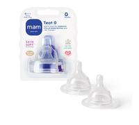 MAM Teats Size 0 | 2 Pack | Extra-Slow Flow | Fits All MAM Bottles | Made from SkinSoft Silicone | Baby Accessories for Newborn