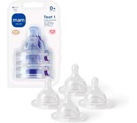 MAM Teats Size 1 | 4 Pack | Slow Flow | Fits All MAM Bottles | Made from SkinSoft Silicone | Baby Accessories for Newborn