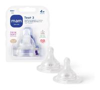 MAM Teats Size 3, Suitable for 4+ Months, MAM Fast Flow Teats with SkinSoft Silicone, Fits all MAM Baby Bottles, Baby Feeding Essentials, Pack of 2