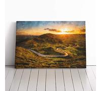 Mam Tor in the Peak District Canvas Wall Art Picture Print - Framed Painting - Modern Home Décor - Ready to Hang Poster for Living Room Bedroom - 36x24 Inch
