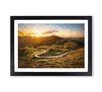 Mam Tor in The Peak District in Abstract Framed Print | A2 Black Framed Wall Art | Ready to Hang | Abstract Fantasy Picture | Living Room Bedroom Lounge Office