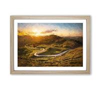 Mam Tor in The Peak District in Abstract Framed Print | A2 Oak Framed Wall Art | Ready to Hang | Abstract Fantasy Picture | Living Room Bedroom Lounge Office
