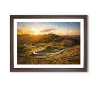 Mam Tor in The Peak District in Abstract Framed Print | A2 Walnut Framed Wall Art | Ready to Hang | Abstract Fantasy Picture | Living Room Bedroom Lounge Office