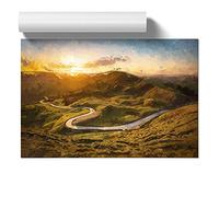 Mam Tor in the Peak District in Abstract | Unframed Wall Art Print | Ready to Frame Poster | Modern Home Decor Picture | Artwork for Living Room, Bedroom or Office | A1 (59.4x84.1 cm)