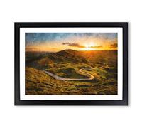 Mam Tor in The Peak District Painting Framed Print | A2 Black Framed Wall Art | Ready to Hang | Modern Historical Picture | Living Room Bedroom Lounge Office