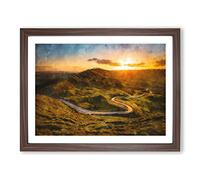 Mam Tor In The Peak District Painting Modern Art Framed Print | A4 Walnut Framed Wall Art | Ready to Hang | Modern Historical Picture | Living Room Bedroom Lounge Office