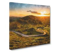 Mam Tor in the Peak District Painting Modern Canvas Wall Art Print Ready to Hang, Framed Picture for Living Room Bedroom Home Office Décor, 20x20 Inch (50x50 cm)