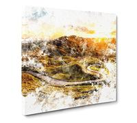 Mam Tor in the Peak District Watercolour Canvas Print | Gallery Wrapped 30mm Frame Wall Art | 20x20 inches | Ready to Hang | Modern Picture | Living Room Bedroom Lounge Office