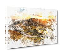 Mam Tor In The Peak District Watercolour Canvas Print | Gallery Wrapped 30mm Frame Wall Art | 24x16 inches | Ready to Hang | Modern Picture | Living Room Bedroom Lounge Office