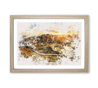 Mam Tor in The Peak District Watercolour Framed Print | A2 Oak Framed Wall Art | Ready to Hang | Modern Historical Picture | Living Room Bedroom Lounge Office