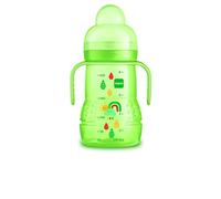MAM Trainer+ 2-in-1 Baby Bottle with SkinSoft Silicone Teat, Baby Bottle 220 ml for 4 Months, Non-Spill Baby Bottle for Baby, Green