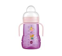 MAM Trainer+ (220 ml), Drinking Bottle for Transition to a Cup, Drinking Cup with drip-Free Teat, Drinking spout and Handle, 4+ Months, Tortoise, Purple