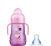 MAM Trainer+ Baby Cup | 1 Pack (1 x 220ml) | Suitable from 4+ Months for Independent Drinking | Comes with Free Fast Flow MAM Teat Size 3 | Spill-Fre