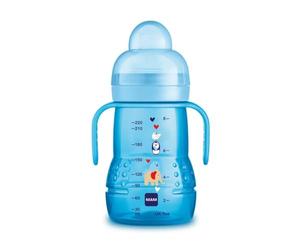 MAM Trainer Cup with Skinsoft Silicone Teat, Leakproof, Easy to Grab, 4+ Months, 220 ml, Blue