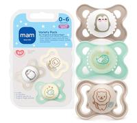 MAM Pacifiers 0-6 Months (1 Original, 1 Air + 1 Night), Best for Breastfed Babies, Glow in The Dark Pacifier, Unisex, 3 Count