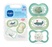 MAM Variety Pack Baby Pacifier, Includes 3 Types of Pacifiers, Nipple Shape is Developed with Dentists, 16+ Months, Unisex, 3 Count (Pack of 1)