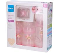 MAM Welcome to The World Gift Set with 3 Anti-Colic Bottles, Dummy, Dummy Clip, Pink