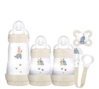 MAM Welcome to The World Set | Baby Gift Set with 3X Feeding Bottles, 0-2 Month Soother and MAM Dummy Clip | Baby Accessories for Newborn | Grey