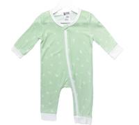 Mama Bamboo - BabyGrow - Sleepsuit, Green Bamboo Print - Soft, Breathable and Temperature Regulating - 95% Bamboo Viscose and 5% Spandex - With Double-backed Zip Technology (0-3 Months)