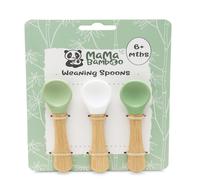 Mama Bamboo Bamboo and Silicone Weaning Spoons 6+ Months Green/White