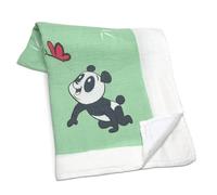 Mama Bamboo Organic Muslin Swaddle Blankets for Newborns and Babies, 100% Bamboo, Breathable, Green background with white bamboo pattern and Ping the Panda motif