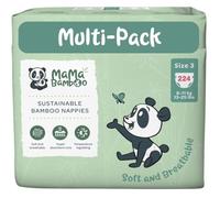 Mama Bamboo Soft Breathable Bamboo Eco-Nappies - Super Absorbent Core - with Leak Free Elasticated Panels - Size 3 (6-11kg) x 224 Nappies