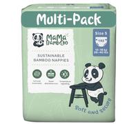 Mama Bamboo - Sustainable Bamboo Nappies - Soft Breathable Bamboo Viscose - Super Absorbent Core - with Leak Free Elasticated Panels - Size 5 (12-20kg) x 192 Nappies