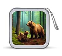 Mama Bear And Two Little CD Case 40 Capacity Plastic DVD Storage Box Sleeves Zippered Wallet