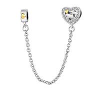 Mama Bear Family Safety Chain Charm fits Pandora Charms Bracelets Animal Birthday Jewellery Gift for Women Mother's Day Daughter Mum